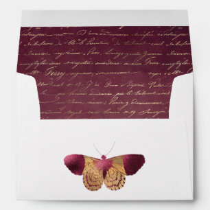 White, Burgundy and Gold Floral Wedding Envelope