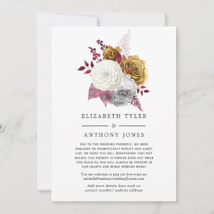 White, Burgundy and Gold Floral Wedding Guests Announcement
