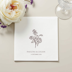 White & Burgundy   Elegant Floral Wedding  Napkin