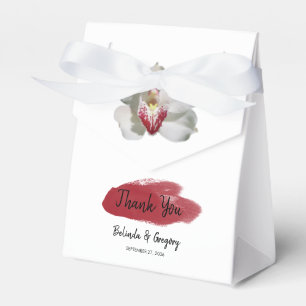 White Burgundy Orchid Wedding Favour Box
