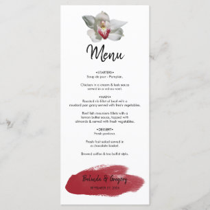 White Burgundy Orchid Wedding Menu
