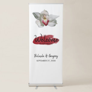 White Burgundy Orchid Wedding Welcome Sign