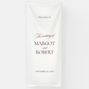 White & Burgundy Wedding Welcome Sign Vinil Banner