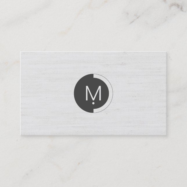 White Burlap Monogram Business Card (Front)