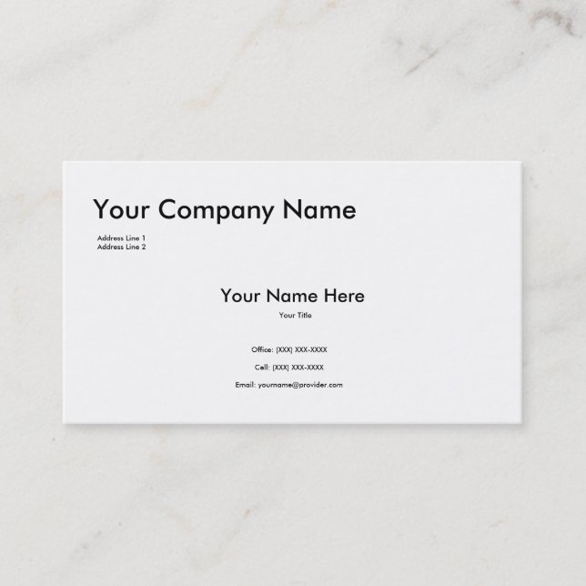 White Business Card Template (Front)