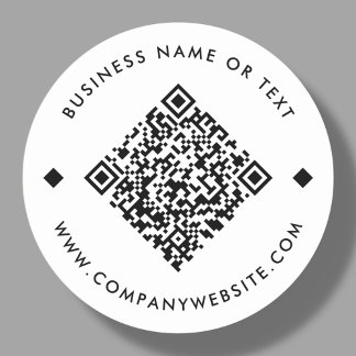 White | Business Custom QR Code Classic Round Sticker