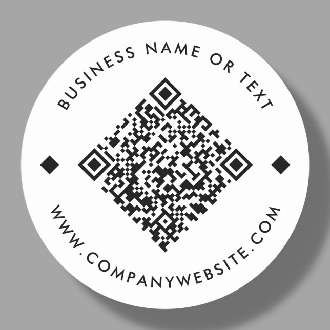 White | Business Custom QR Code Classic Round Sticker (Creator Uploaded)