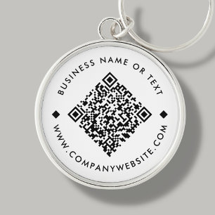 White   Business Custom QR Code Keychain