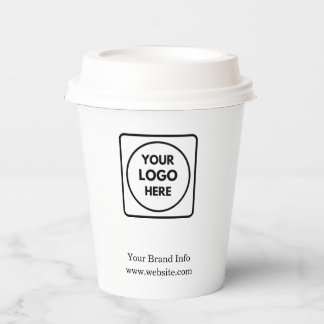 White Business Logo | Minimalist Clean Brand Paper Cups