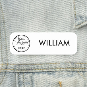 White Business Logo Minimalist Employee Staff Name Tag