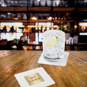 White business logo square paper coaster