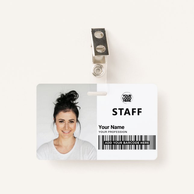 White Business Photo ID Staff ID ID Badge (Front with Clip)