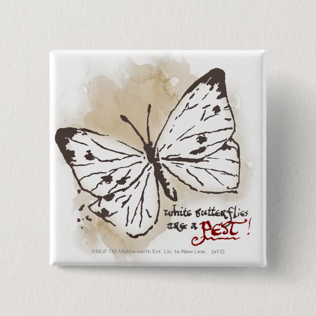 White Butterflies are a Pest 15 Cm Square Badge (Front)