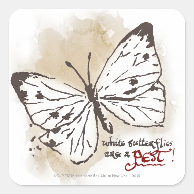 White Butterflies are a Pest Square Sticker (Front)