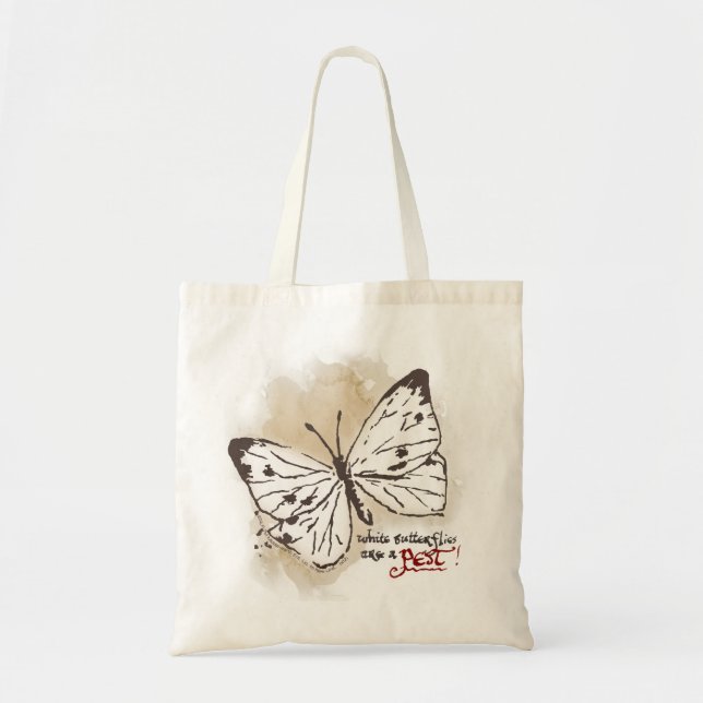 White Butterflies are a Pest Tote Bag (Front)