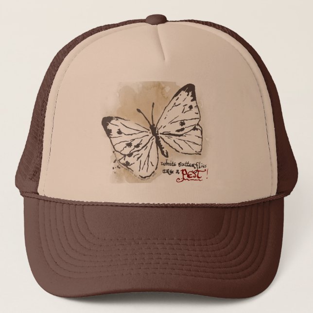 White Butterflies are a Pest Trucker Hat (Front)