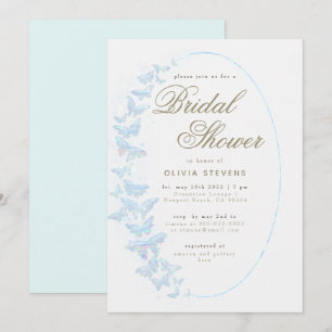 White Butterflies Boho Frame Elegant Bridal Shower Invitation