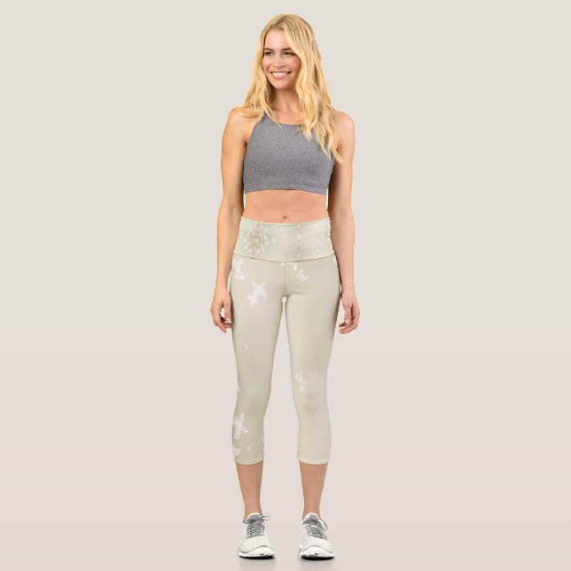 White Butterflies Capri Leggings (Front)