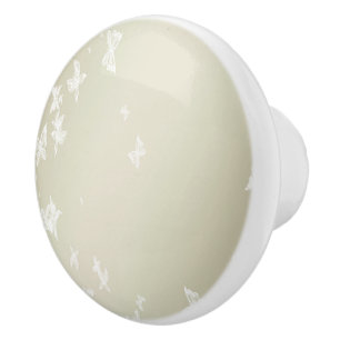 White Butterflies Ceramic Knob