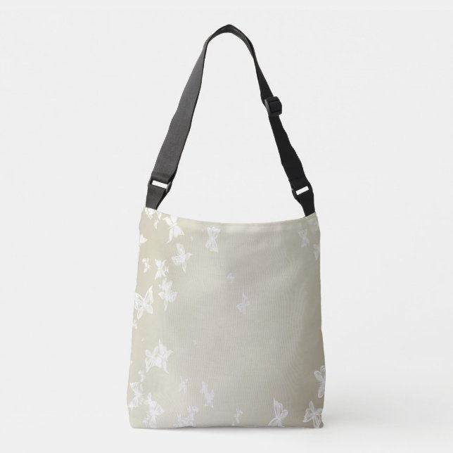 White Butterflies Crossbody Bag (Front)