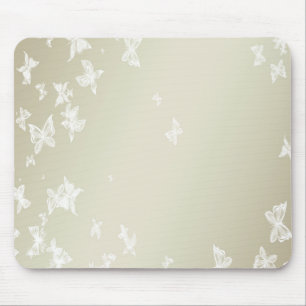 White Butterflies Mouse Mat
