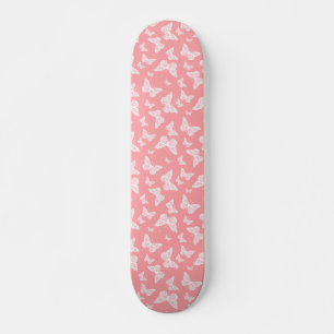 White Butterflies on Pink Skateboard