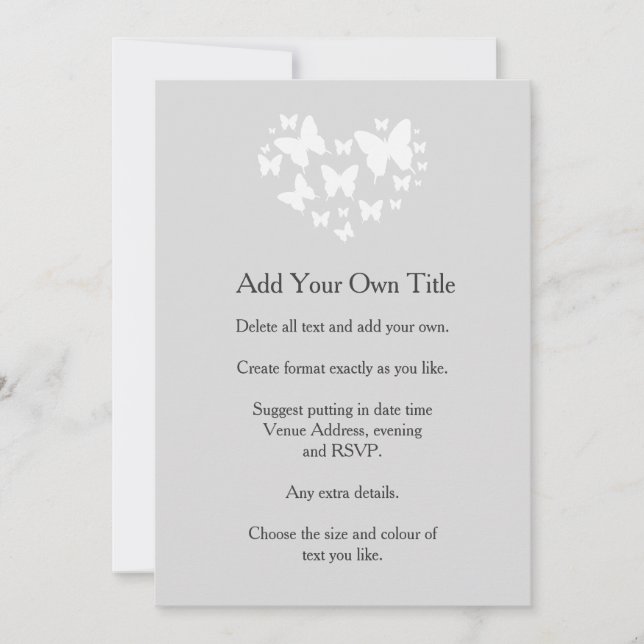 White Butterflies on Soft Grey Invite (Front)