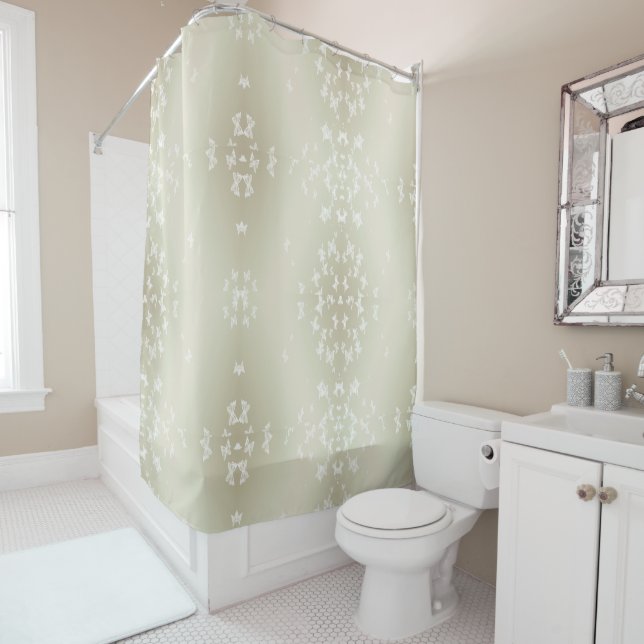 White Butterflies Shower Curtain (In Situ)