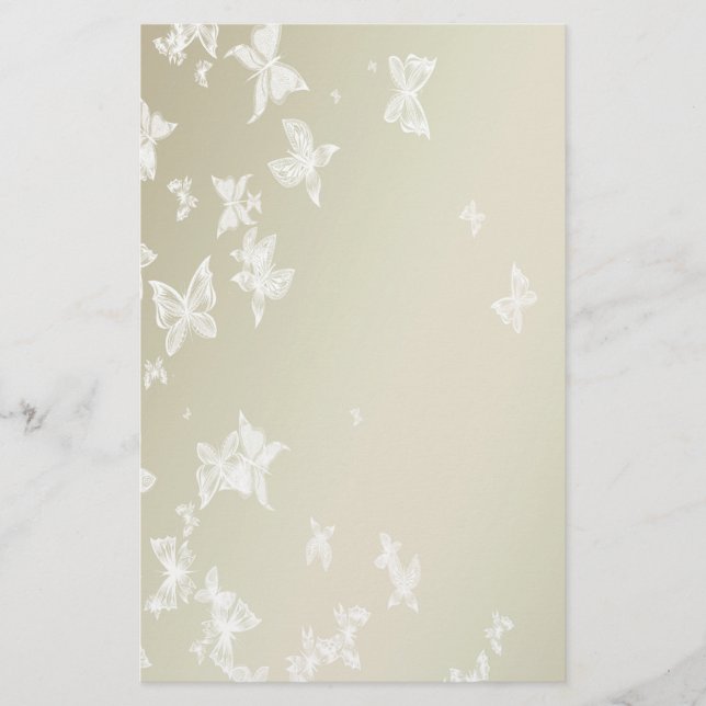 White Butterflies Stationery (Front)