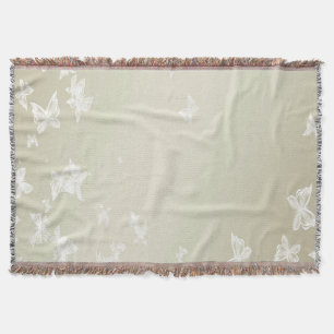 White Butterflies Throw Blanket