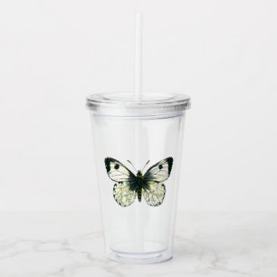White Butterfly Acrylic Tumbler