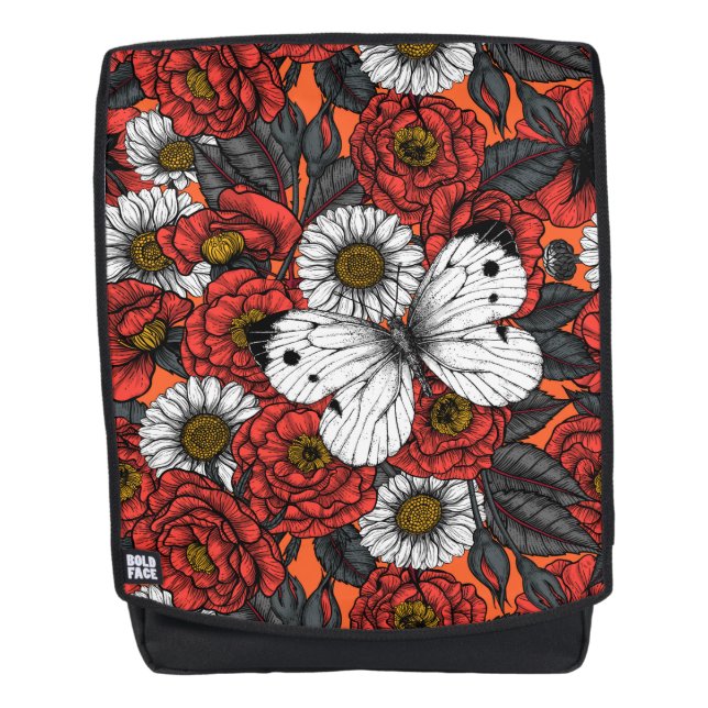 White butterfly and roses backpack (Front)