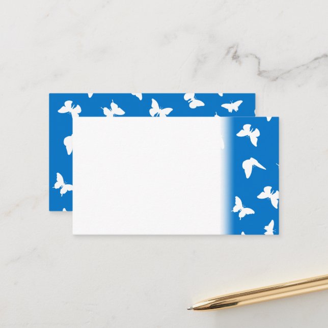 White Butterfly Blue Background Aesthetic Pattern Appointment Card (Front/Back In Situ)
