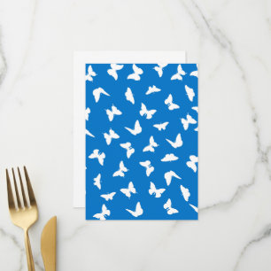 White Butterfly Blue Background Aesthetic Pattern Menu