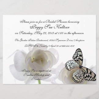 White Butterfly Custom Bridal Shower Invitations