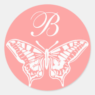 White Butterfly Customisable Monogram sticker