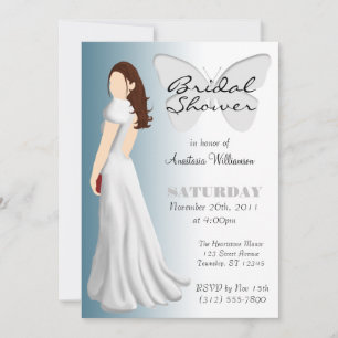 White Butterfly Elegant Bridal Shower Invitations