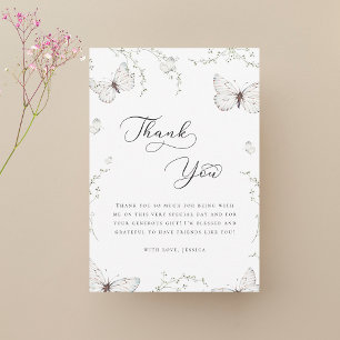 White Butterfly Garden Bridal Shower Thank You
