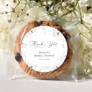 White Butterfly Garden Bridal Shower Thank You Classic Round Sticker