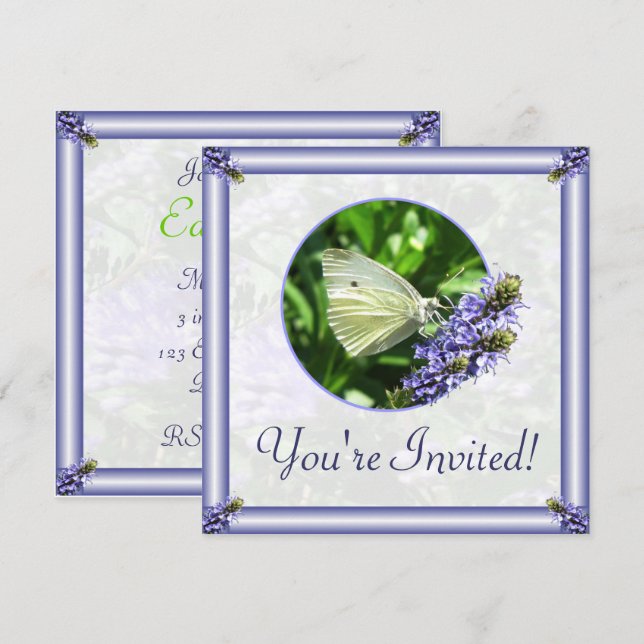White Butterfly Garden Easter Party Invitations (Front/Back)