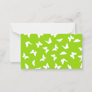 White Butterfly Green Background Aesthetic Pattern Card