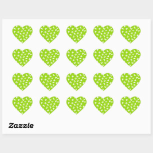 White Butterfly Green Background Aesthetic Pattern Heart Sticker