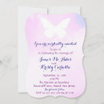 White Butterfly on Pink/Purple Invitation<br><div class="desc">White Butterfly on Pink/Purple Background Invitation is perfect for weddings,  showers,  engagement parties,  Bat Mitzvah's,  birthday parties,  baby girl announcements. Check out the matching postage,  return address labels and save the date cards!</div>