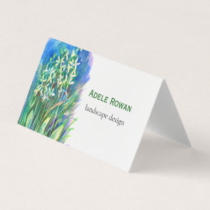 White butterfly orchid spring flower painting business card