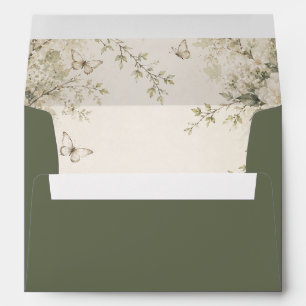 White Butterfly Spring Garden Wedding Envelope