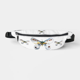 White Butterfly Two-Sided Print Fanny-Pack Bum Bags