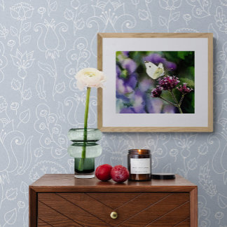 White Butterfly Watercolor Photo Print