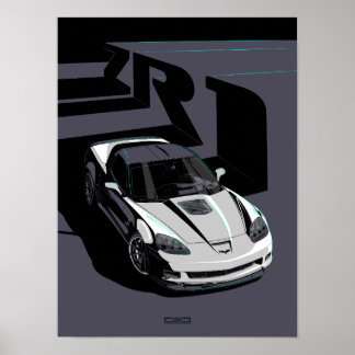 White C6 ZR1 illustration Poster