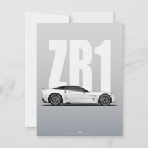 White C6 ZR1 Supercar Side Profile Modern Art