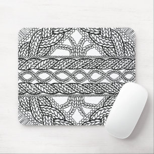 WHITE CABLE KNIT Mouse Pad